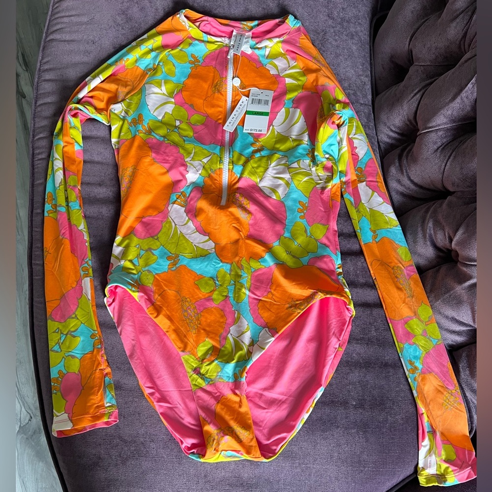 NWT - Trina Turk Large one piece long sleeve swimwear